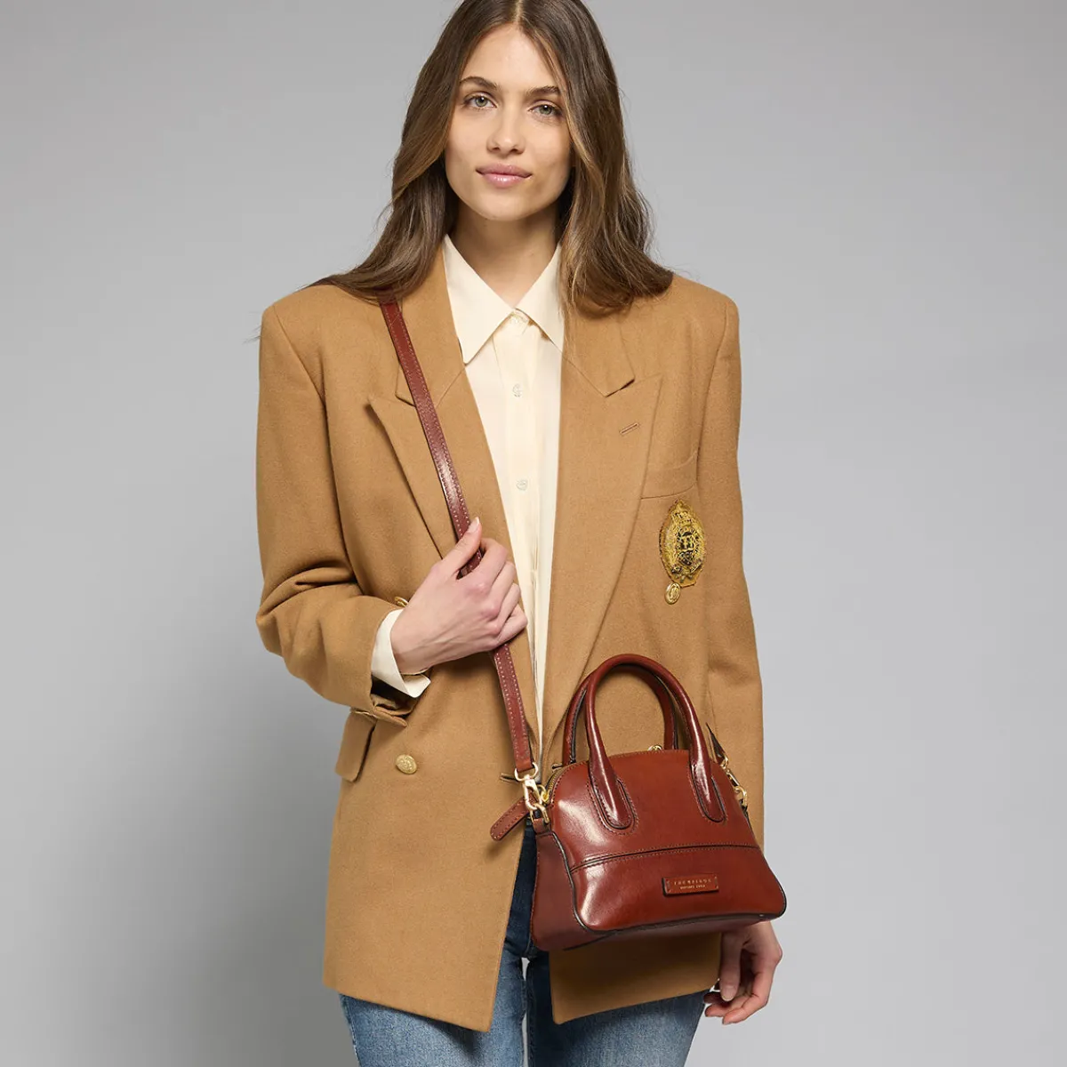 Borsa a mano in pelle con tracolla removibile-The Bridge Best