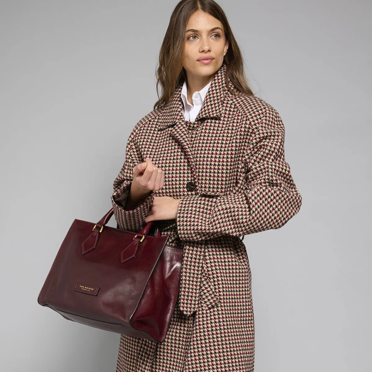 Borsa a mano in pelle con tracolla removibile-The Bridge Sale