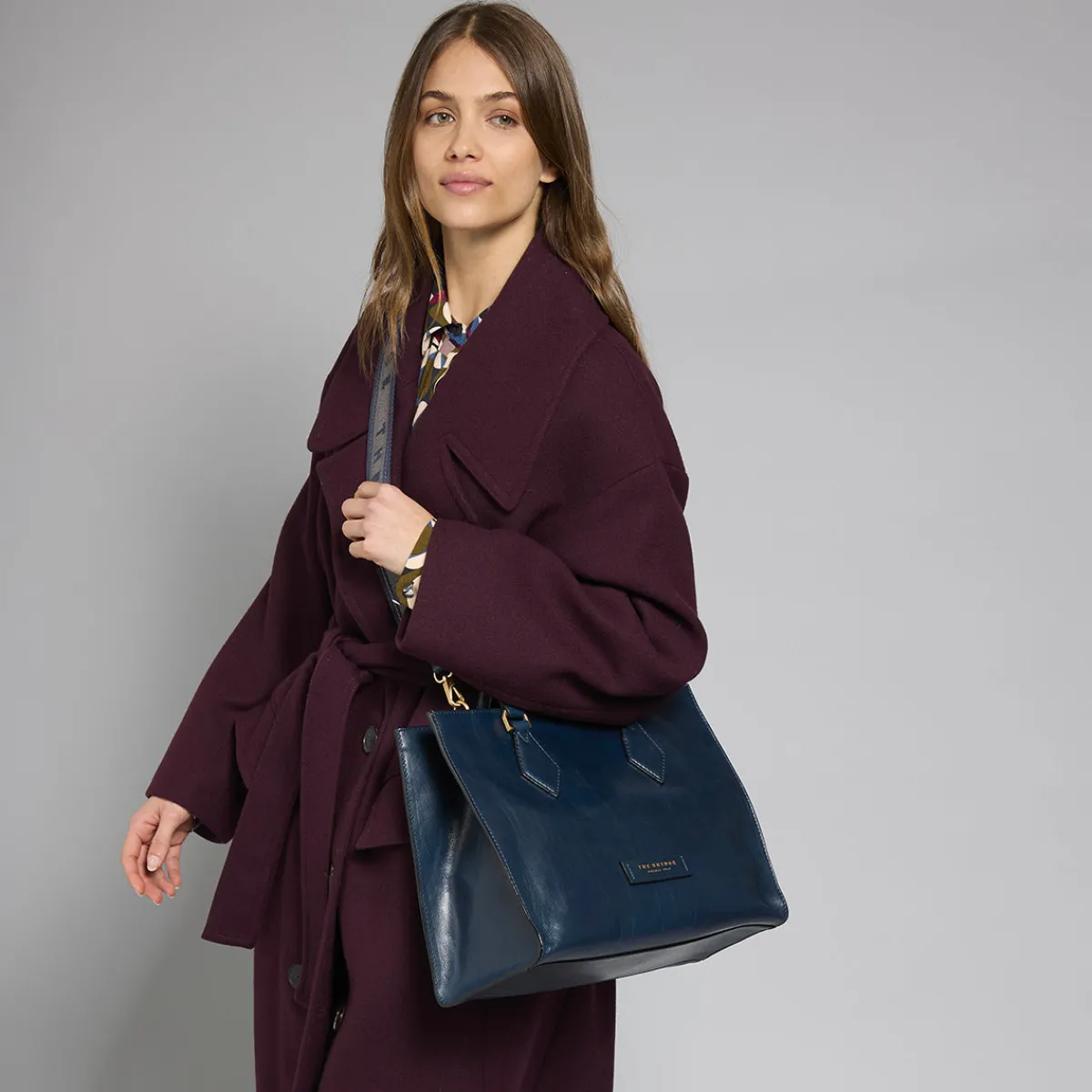 Borsa a mano in pelle con tracolla removibile-The Bridge Sale