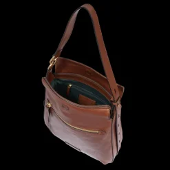 Borsa a spalla in pelle con zip frontale-The Bridge Outlet