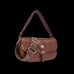 Borsa a spalla in pelle grande con patta frontale-The Bridge Online