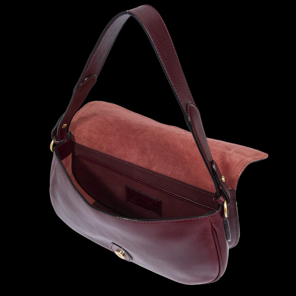 Borsa a spalla in pelle grande con patta frontale-The Bridge Sale