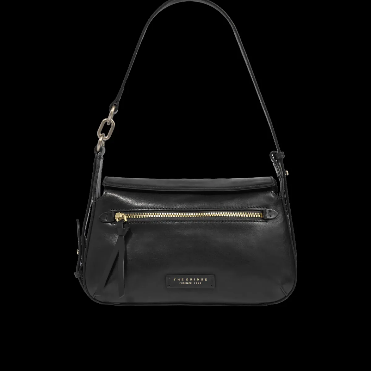 Borsa a tracolla in pelle con chiusura e zip frontale-The Bridge Discount