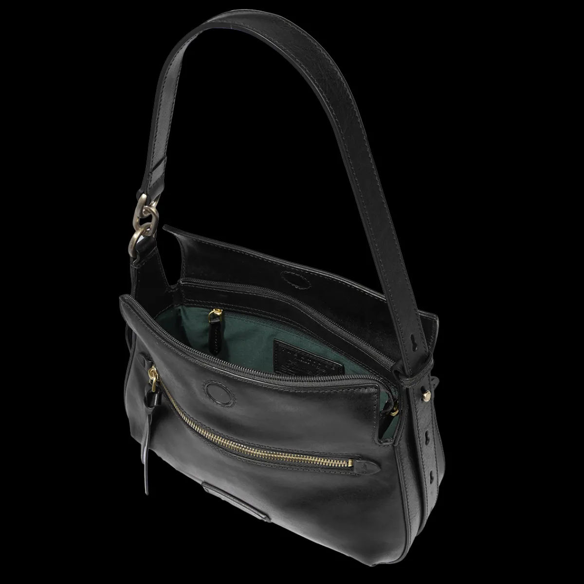 Borsa a tracolla in pelle con chiusura e zip frontale-The Bridge Discount