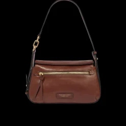 Borsa a tracolla in pelle con chiusura e zip frontale-The Bridge Best