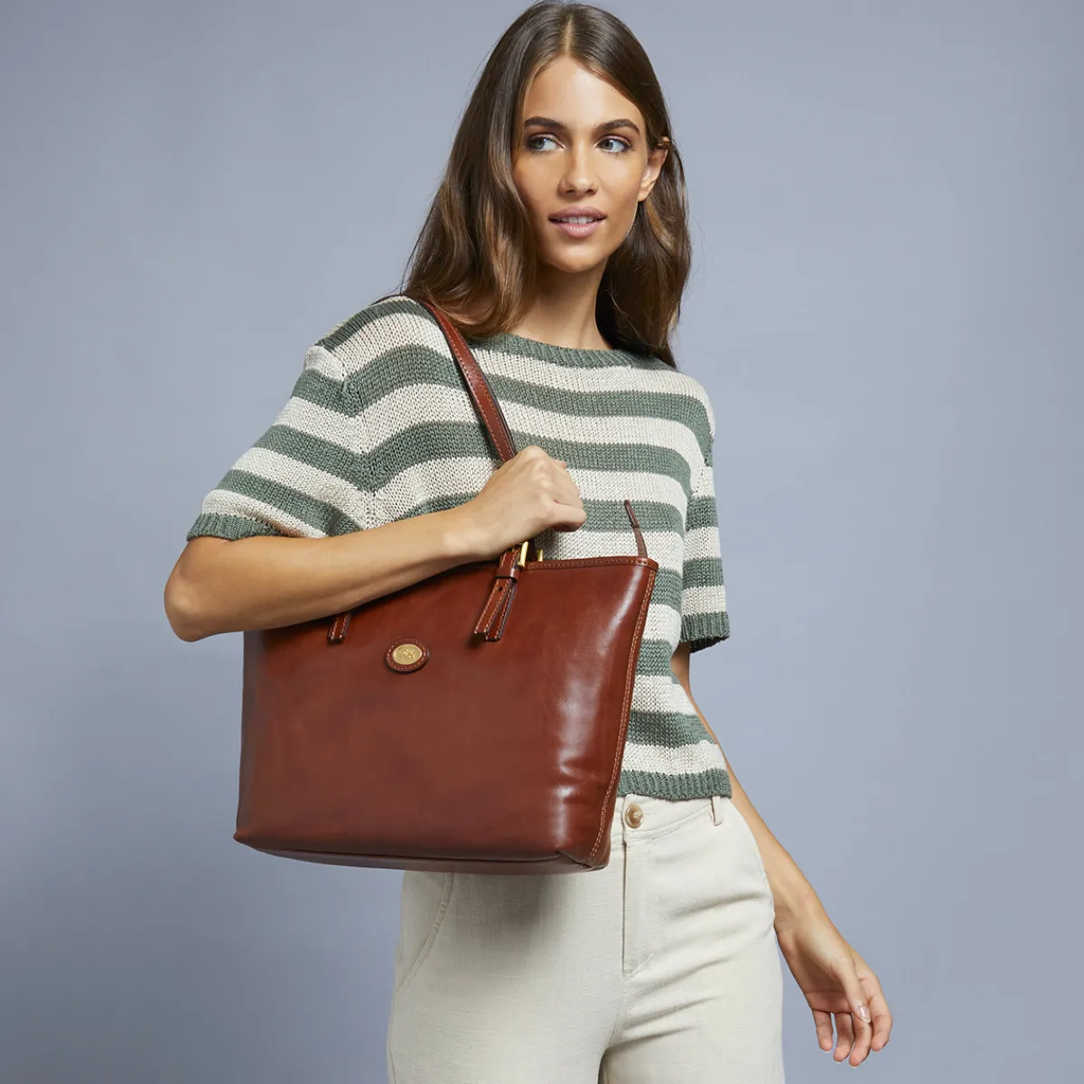 Borsa shopper pelle donna con zip-The Bridge Clearance
