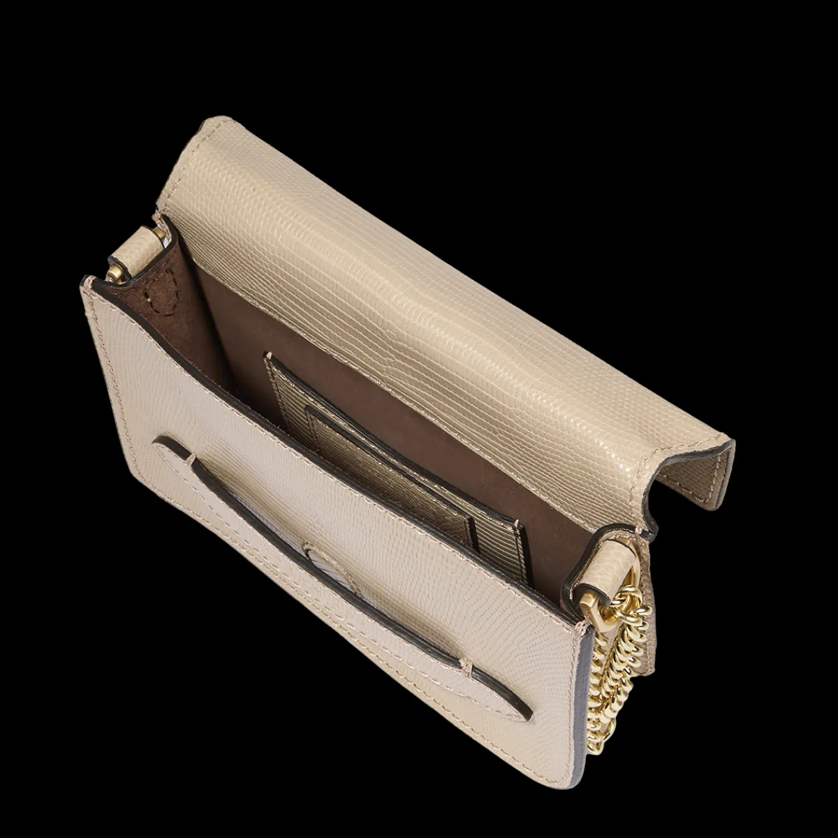 Borsa tracolla pelle con catena stampa lizard-The Bridge Online