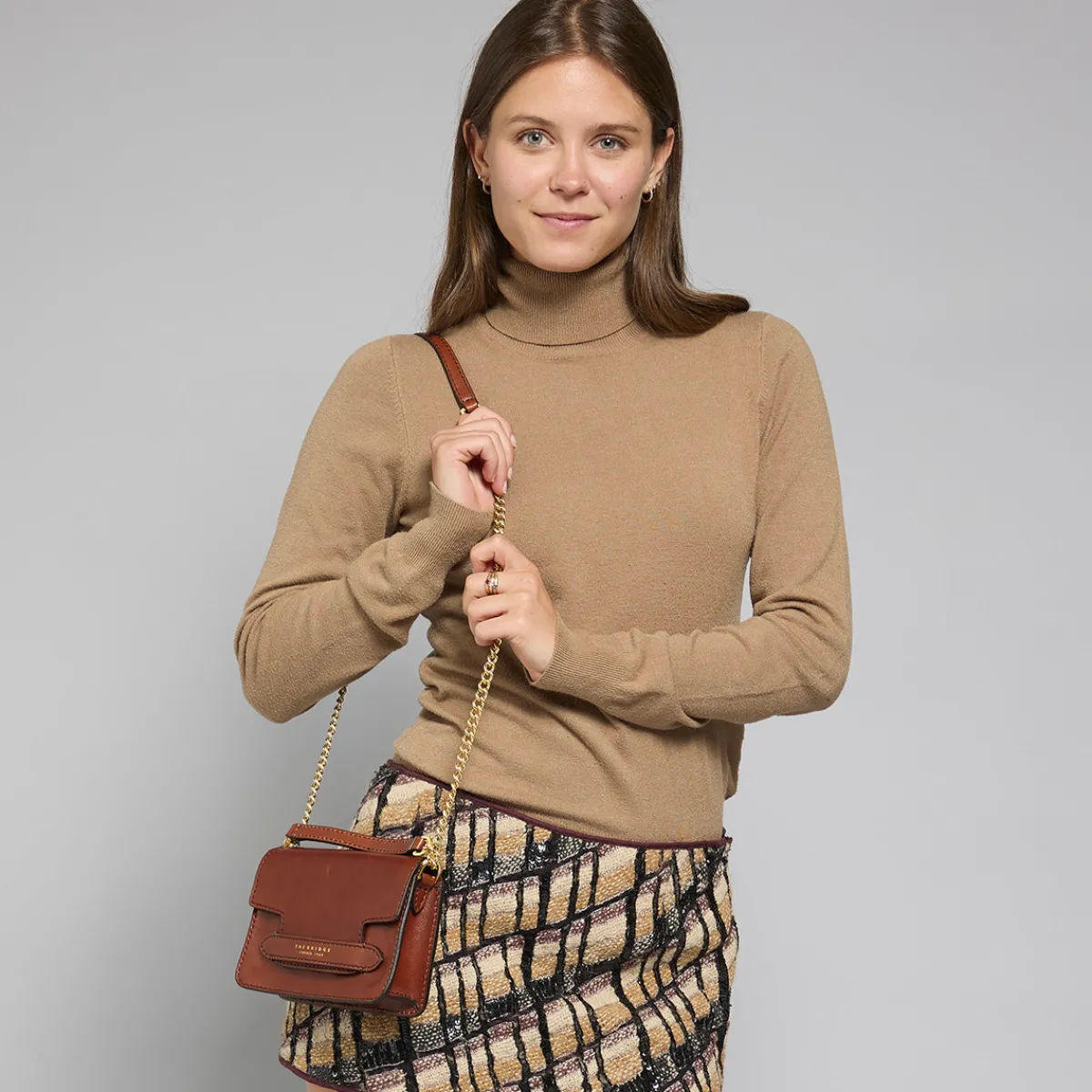 Borsa tracolla pelle con catena-The Bridge New