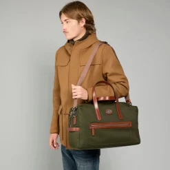 Borsone in pelle e tessuto small size-The Bridge Sale