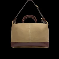 Borsone in pelle e tessuto small size-The Bridge Sale