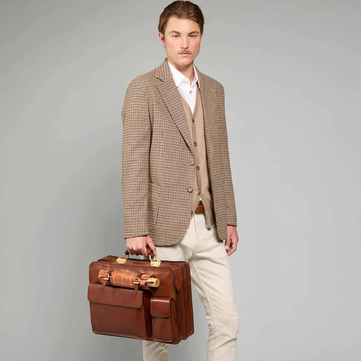 Cartella di pelle uomo con tracolla-The Bridge Discount