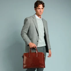 Cartella di pelle uomo con tracolla-The Bridge Outlet