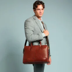 Cartella di pelle uomo con tracolla-The Bridge Outlet