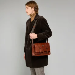 Cartella in pelle con tracolla-The Bridge Discount