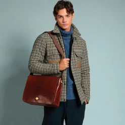 Cartella in pelle uomo con tracolla-The Bridge