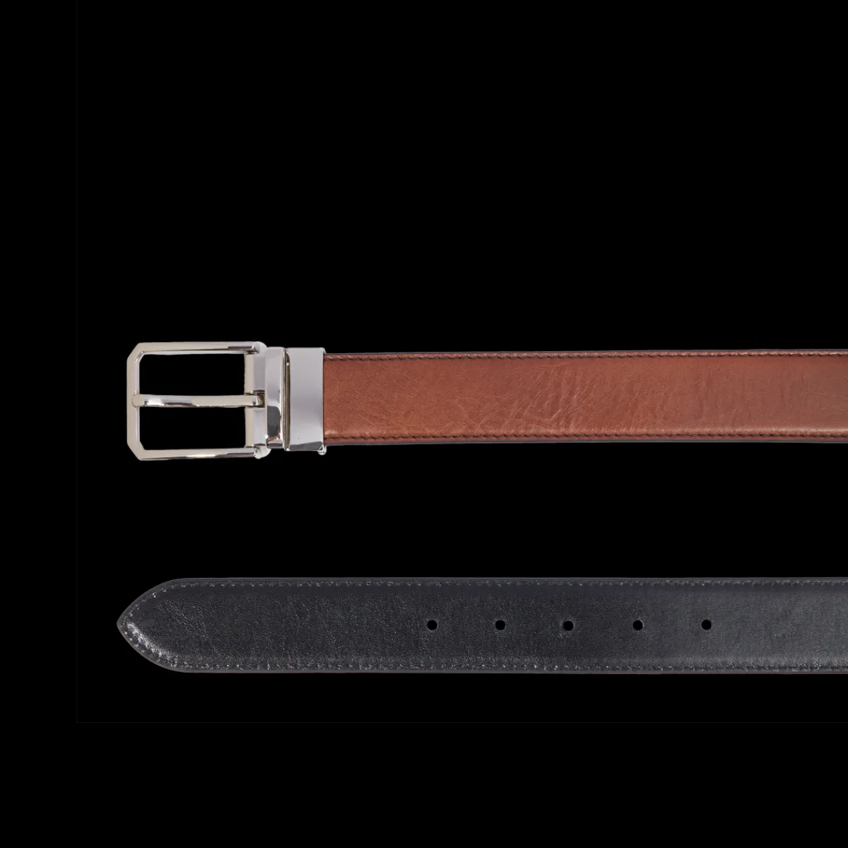 Cintura in pelle uomo reversibile nero/marrone-The Bridge Outlet