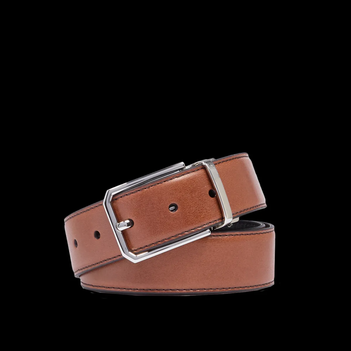 Cintura in pelle uomo reversibile nero/marrone-The Bridge Outlet