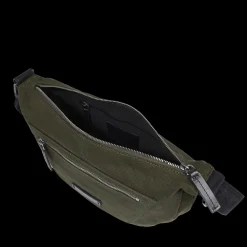 Marsupio uomo in pelle e tessuto con zip frontale-The Bridge Hot