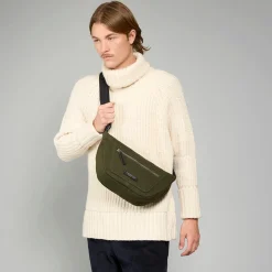 Marsupio uomo in pelle e tessuto con zip frontale-The Bridge Hot