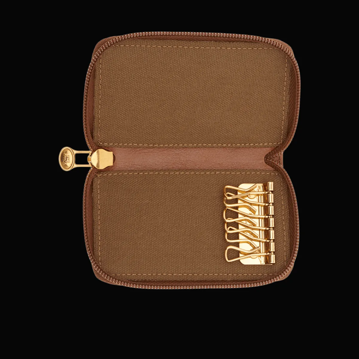 Portachiavi in pelle con sei ganci e zip-The Bridge Discount