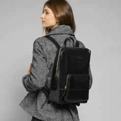 Zaino donna in pelle con tasca frontale-The Bridge Hot