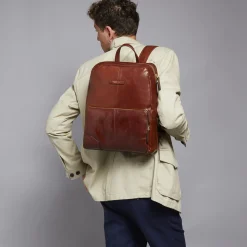 Zaino in pelle porta pc uomo due zip-The Bridge New