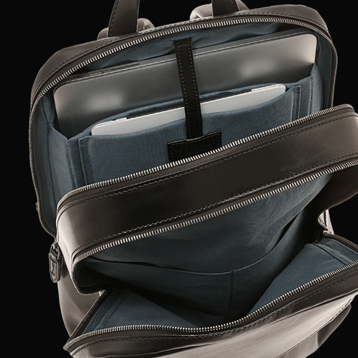 Zaino in pelle porta pc uomo due zip-The Bridge Best