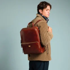 Zaino in pelle porta pc uomo due zip-The Bridge Best
