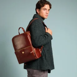 Zaino in pelle porta pc uomo due zip-The Bridge Clearance