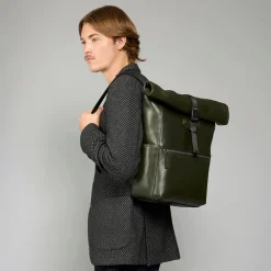 Zaino in pelle uomo con apertura roll-top-The Bridge Discount