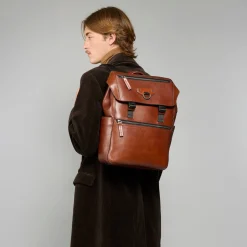 Zaino in pelle uomo con patta-The Bridge Discount