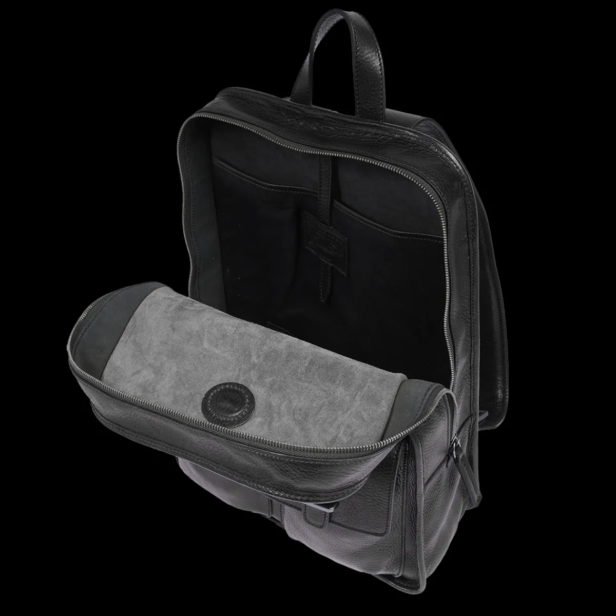 Zaino in pelle uomo una zip e tasche frontali-The Bridge Sale