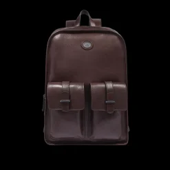 Zaino in pelle uomo una zip e tasche frontali-The Bridge Online