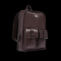 Zaino in pelle uomo una zip e tasche frontali-The Bridge Online