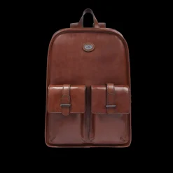Zaino in pelle uomo una zip e tasche frontali-The Bridge Discount