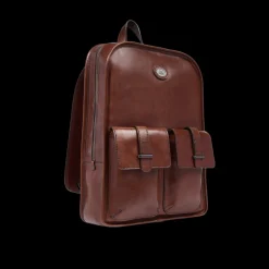 Zaino in pelle uomo una zip e tasche frontali-The Bridge Discount
